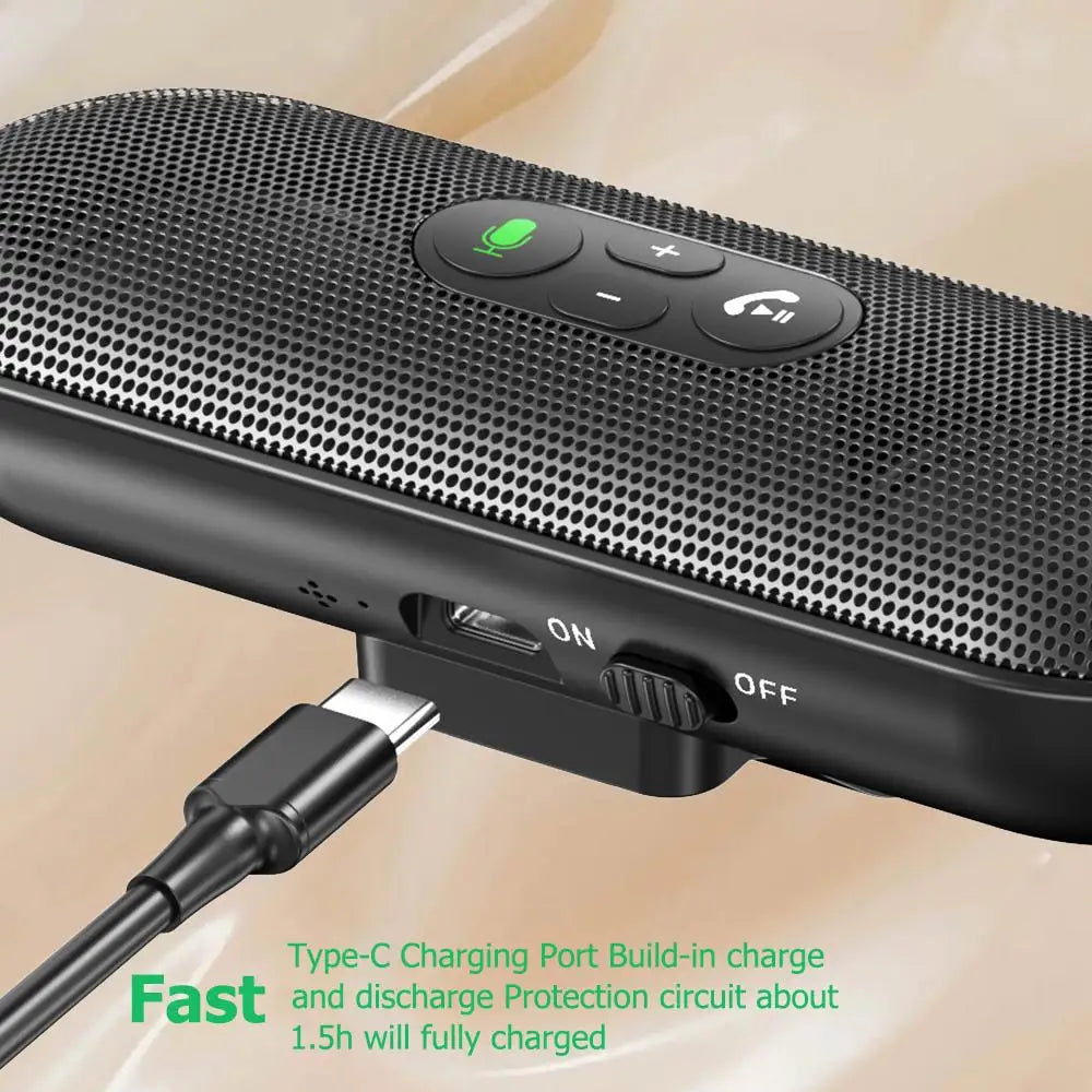 Bluetooth 5.4 Speaker Handsfree Car Kit Sun Visor Clip Wireless Audio Receiver Speakerphone Loud Music Player Dual Microphone Lootquake LLC