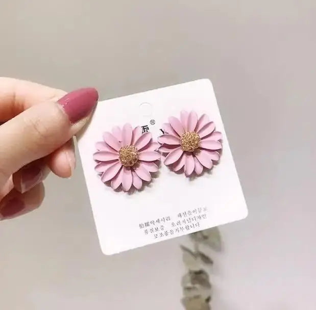 925 Silver Needle Korean Fashion Camellia Flower Earrings For Women Jewelry 2025 Trending Women's Black White Stud Earrings Gift