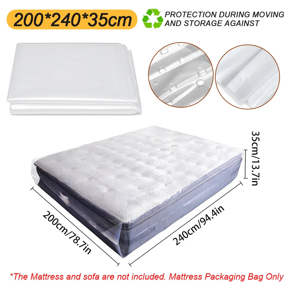 150/200x240x35cm Mattress Protector Packaging Bag Moisture-proof Dust Cover Thickness 0.08mm PE Transparent Moving Home Storage Lootquake LLC