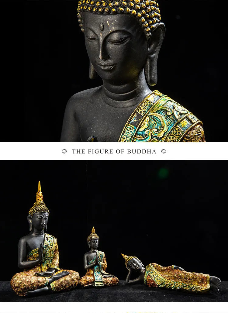 Large Buddha Statue Thailand Buda Buddha Sculpture Green Resin Handmade Buddhism Hindu Fengshui Figurine Meditation Home Decor