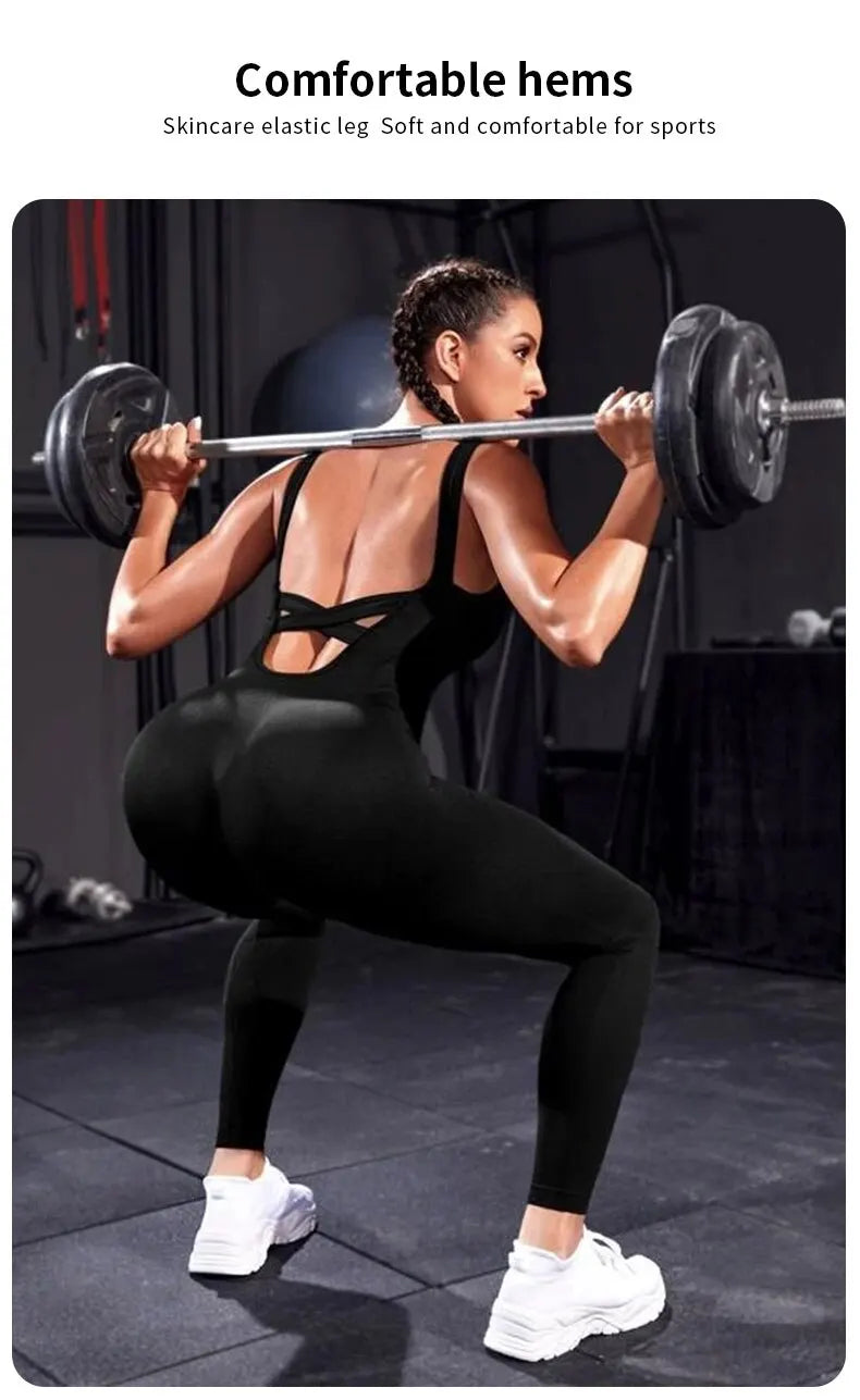 FlexiFit Backless Bodycon Yoga Jumpsuit THRIXINE