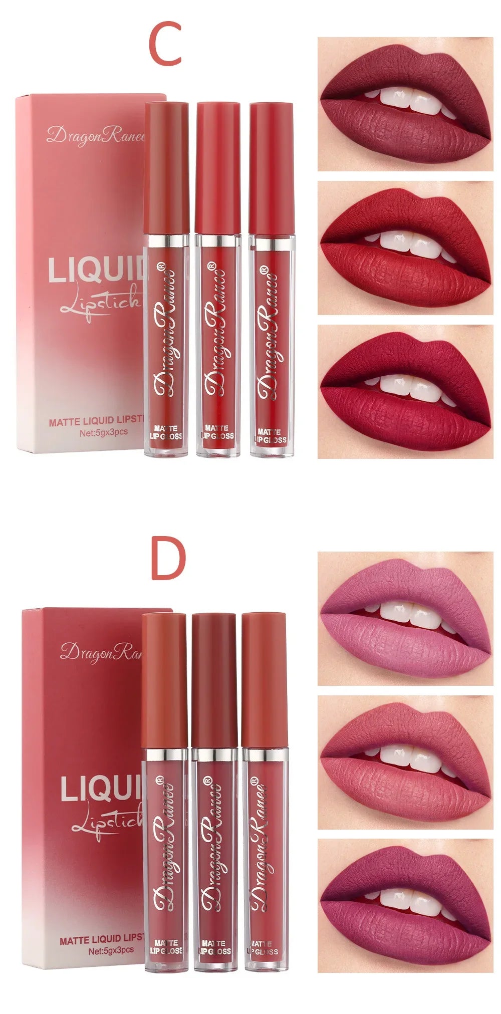 3 PCS Liquid Lipsticks Set Long Lasting Make Up For Women Korean Beauty Cosmetics Matte Lipsticks Waterproof Long lasting Lootquake LLC