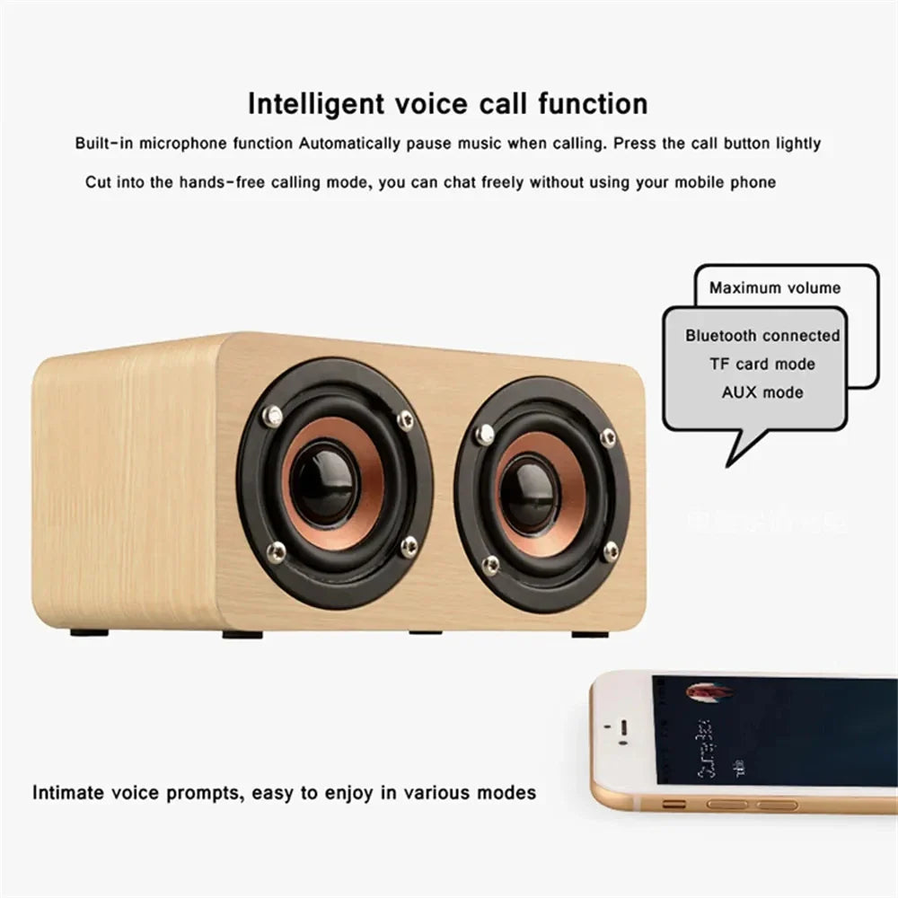 6W Wooden Bluetooth Speaker Portable Stereo HiFi Speakers TF Play Hand Free Call AUX Input Super Bass Loudspeaker Dual Subwoofer Lootquake LLC