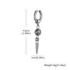Punk Men's Huggies Earrings,Vintage Long Chain Stainless Steel Ear Drop,Stylish Cross Earring Gift