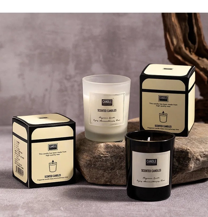 1Pc Modern European Plant Scent Aromatherapy Candle Living Room Bedroom Air Purification Enduring Fragrance Candle Cups Decor
