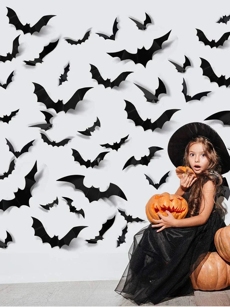 Halloween Decoration 3D Black PVC Bat Halloween Party DIY Decor Wall Sticker Bar Room Halloween Party Scary Decos Props Lootquake LLC