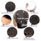 Body Wave 13x6 HD Transparent Lace Front Human Hair Wig 40 Inch Pre Plucked 220 Density 5x5 Glueless Lace Frontal Wigs for Women