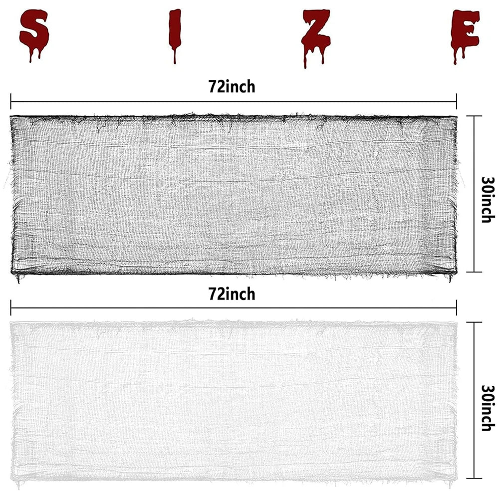 Halloween Decoration Black White Creepy Cloth Spooky Gauze Fabric Window Door Cover Scary Party Horror House Props Hallow Favors Lootquake LLC