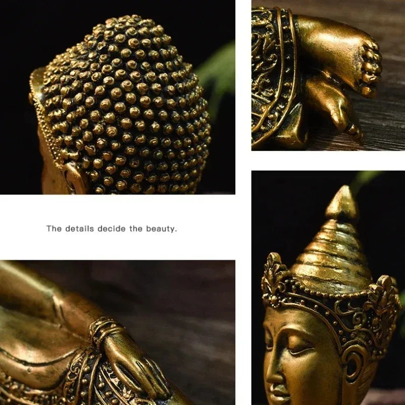 Retro Zen Buddha Statue Meditation Tathagata Monks Tibetan Buddhism Head Sculpture Home Living Room Resin Crafts Ornament