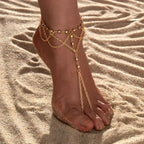 Boho Beaded Anklet for Women - Summer Beach Toe Bracelet, 22+5cm