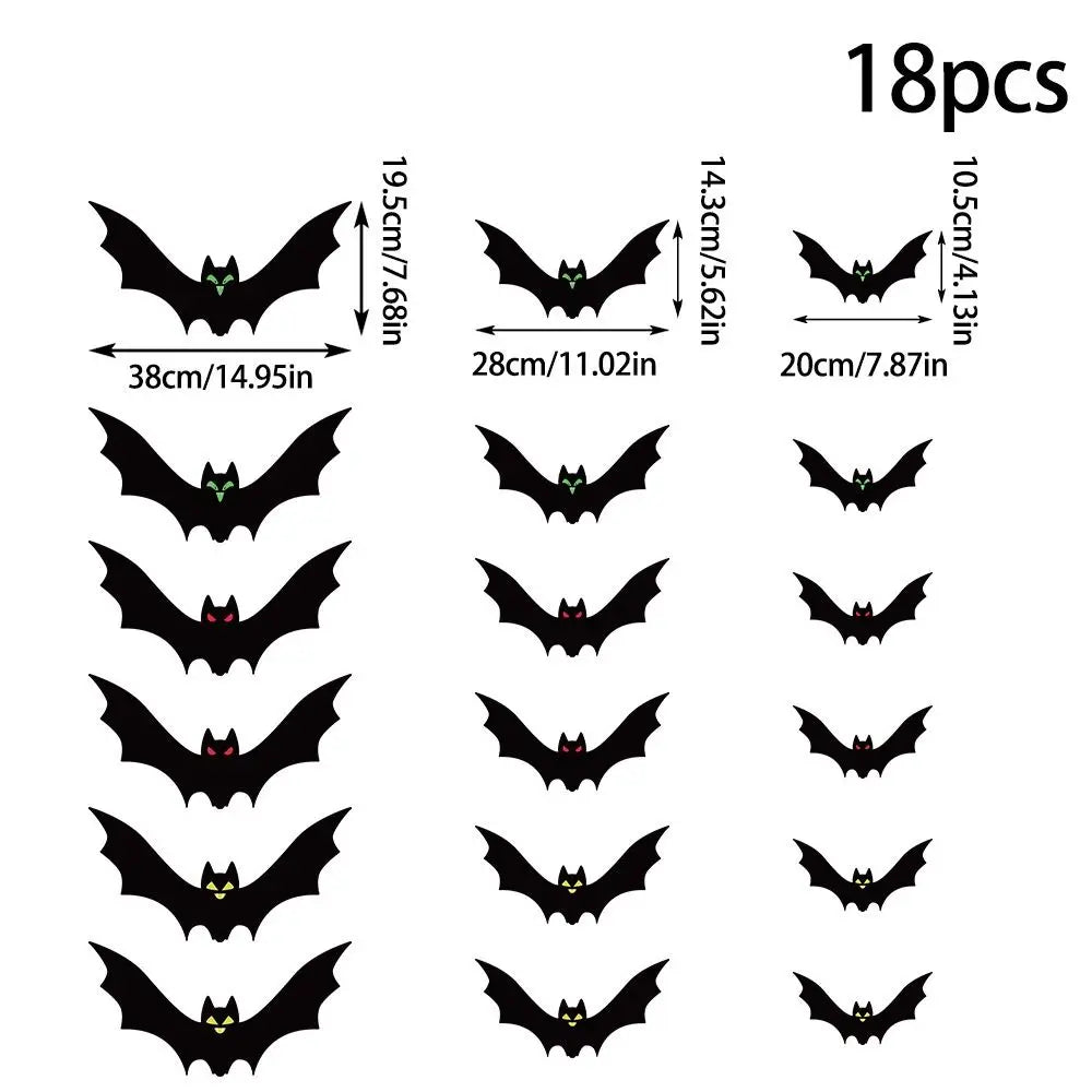 Funny Spooky Halloween Bat Decorations with Eyes Trick or Treat Bats Wall Decor Realistic Simulation Bat Pendant Halloween Party Lootquake LLC