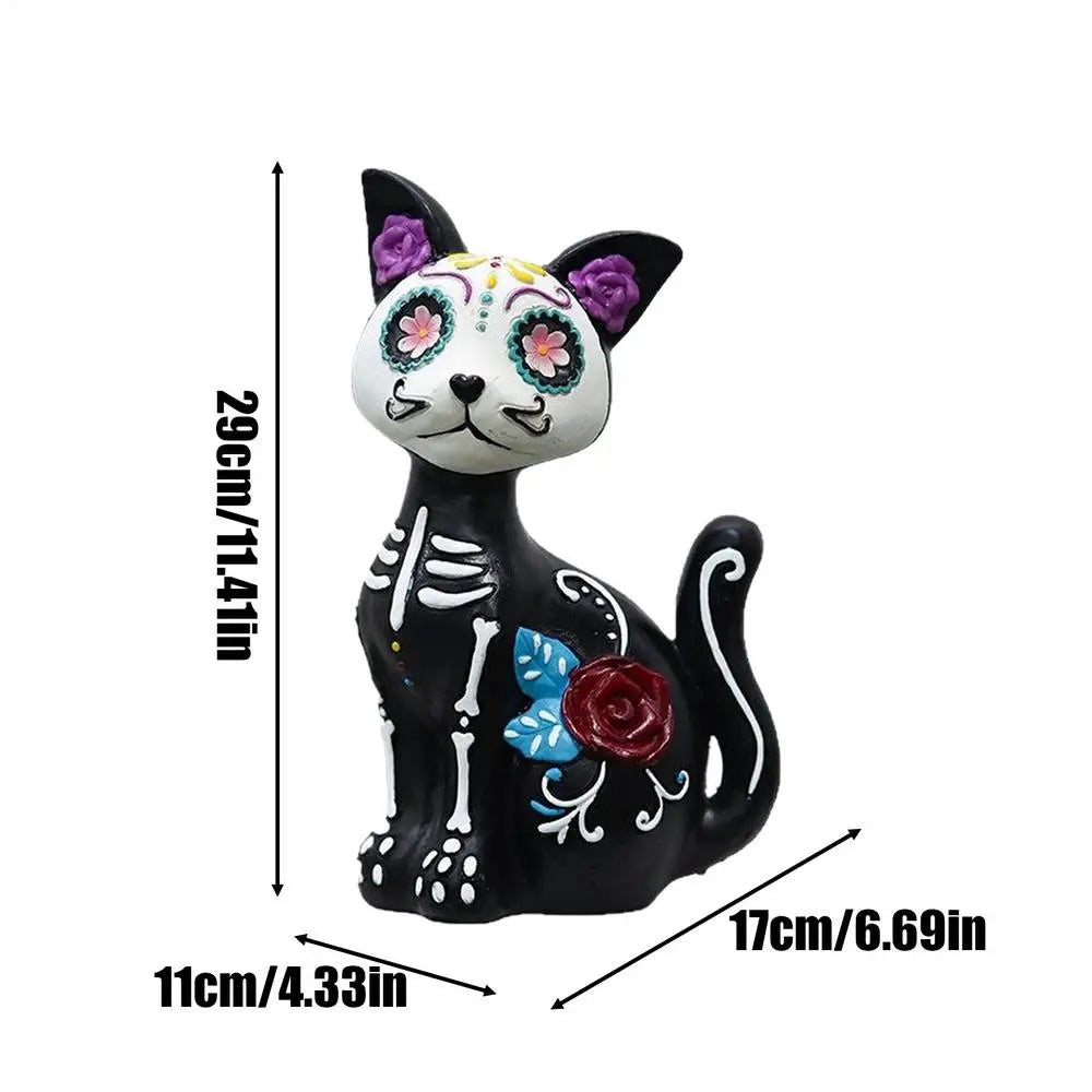 Halloween Animal Statue Skeleton Dog Cat Figurines Room Decor  Resin Halloween Decorations Table Centerpieces for Porch Patio Lootquake LLC