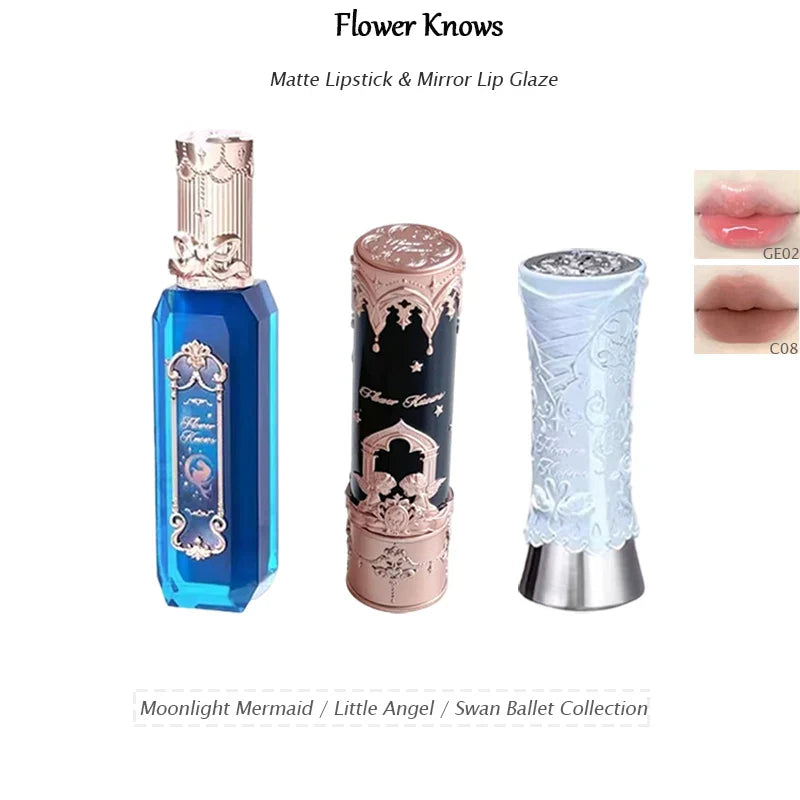 Flower Knows Lipstick Swan Ballet Lip Gloss Mirror Moisturizing Long-lasting Lip Glaze Nostickcup Nourishing  3.5g Lootquake LLC