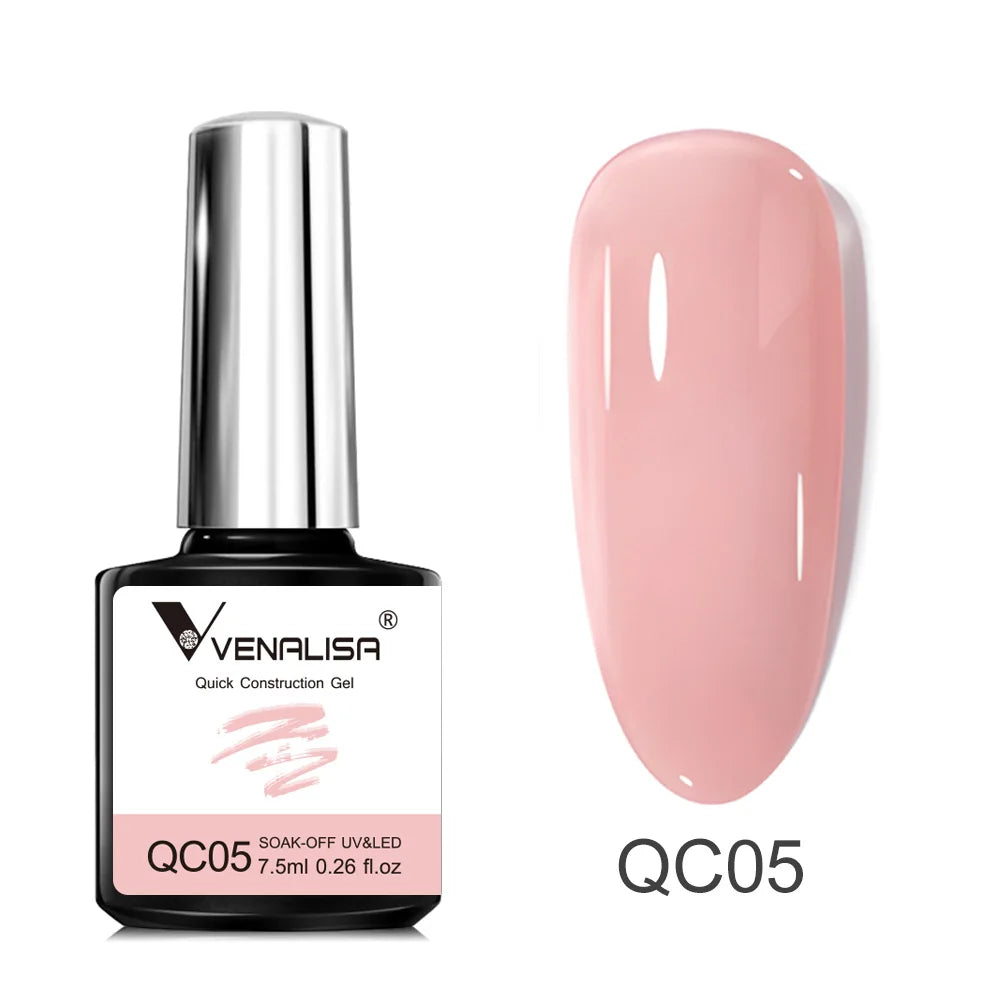 VENALISA 7.5ml Quick Construction Gel Semi Transparent Jelly Color Nail Gel Polish Strengthener Soak Off UV LED Nude Pink Gel Lootquake LLC