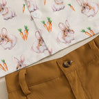 Toddler Easter Clothing Set with Short Sleeve Lapel Bunny Carrot Print Shirt and Solid Color Shorts - Adorable Boy s Easter Lootquake LLC