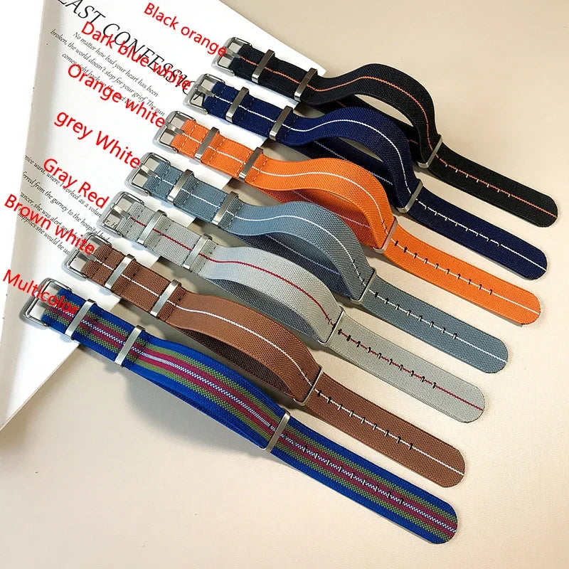 Polar Watch Band Nylon Elastic Strap Unisex Military Style Blue Red