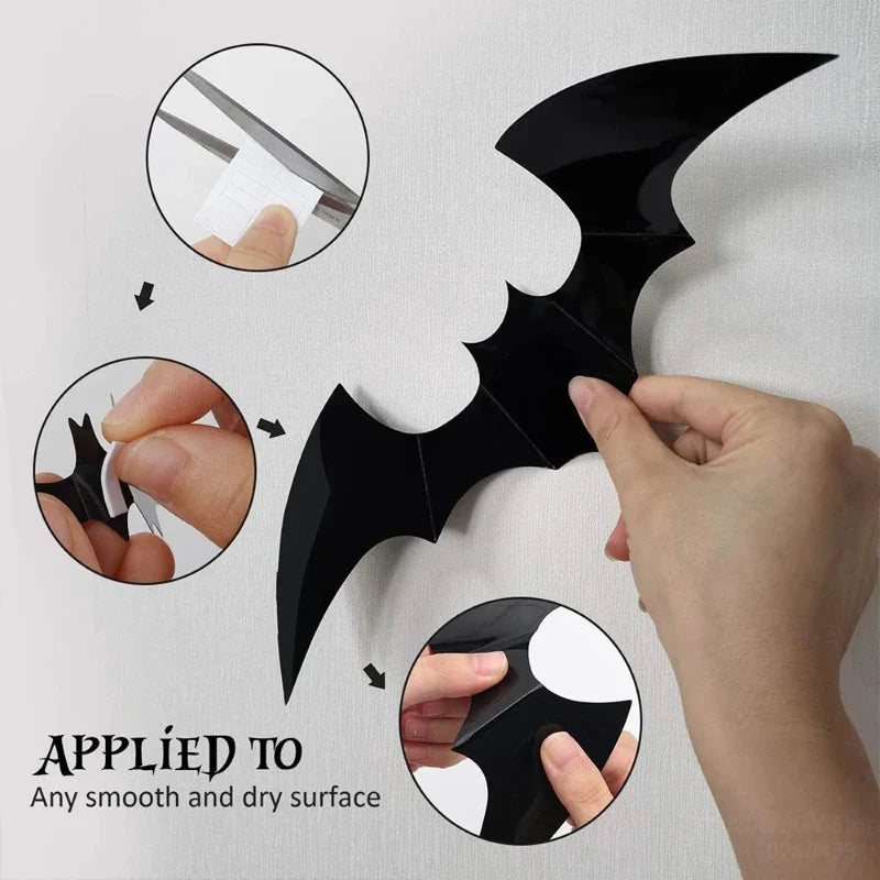 Halloween Decoration 3D Black PVC Bat Halloween Party DIY Decor Wall Sticker Bar Room Halloween Party Scary Decos Props Lootquake LLC