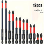 Magnetic Non-Slip Drill Bit Set 3/6/12 Pieces, S2 Steel, Crosshead and Impact Drill Bits, Suitable for Electric and Hand Drivers