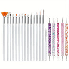 20PCS Nail Art Brush Set for Design, Painting, Drawing, Carving, Dotting, and Manicure Tools - Unscented Acrylic Gel UV Polish