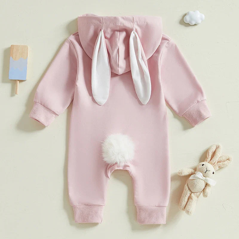 Adorable Infant Easter Romper with Hood Zipper Closure and Bunny Ears - Long Sleeve  for Spring Celebrations Lootquake LLC