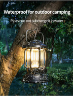 Outdoor Camping Lantern Portable USB Rechargeable Lamp Retro LED Light For Emergency Fishing Hiking Tent Nightlight Waterproof