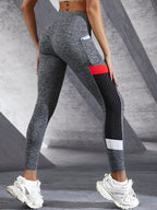 Colorblocked Mesh High Waist Leggings THRIXINE