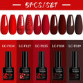 LILYCUTE 5Pcs/Set 7ML Red Brown Nail Gel DIY Nail Art Semi Permanent UV Gel Polish Long Lasting Design Manicure Kit Supplies Lootquake LLC