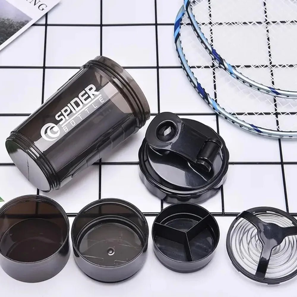 3 Layers Shaker Protein Bottle Powder Shake Cup Water Bottle Plastic Mixing Cup Body Building Exercise Bottle Lootquake LLC