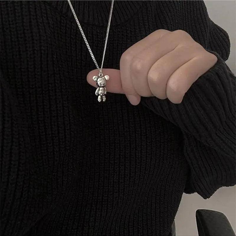 Fashion Trend Engraved Alphabet Bear Pendant Cute Animal Necklace Mens Womens Charm Hip Hop Party Street Jewelry Gifts Lootquake LLC