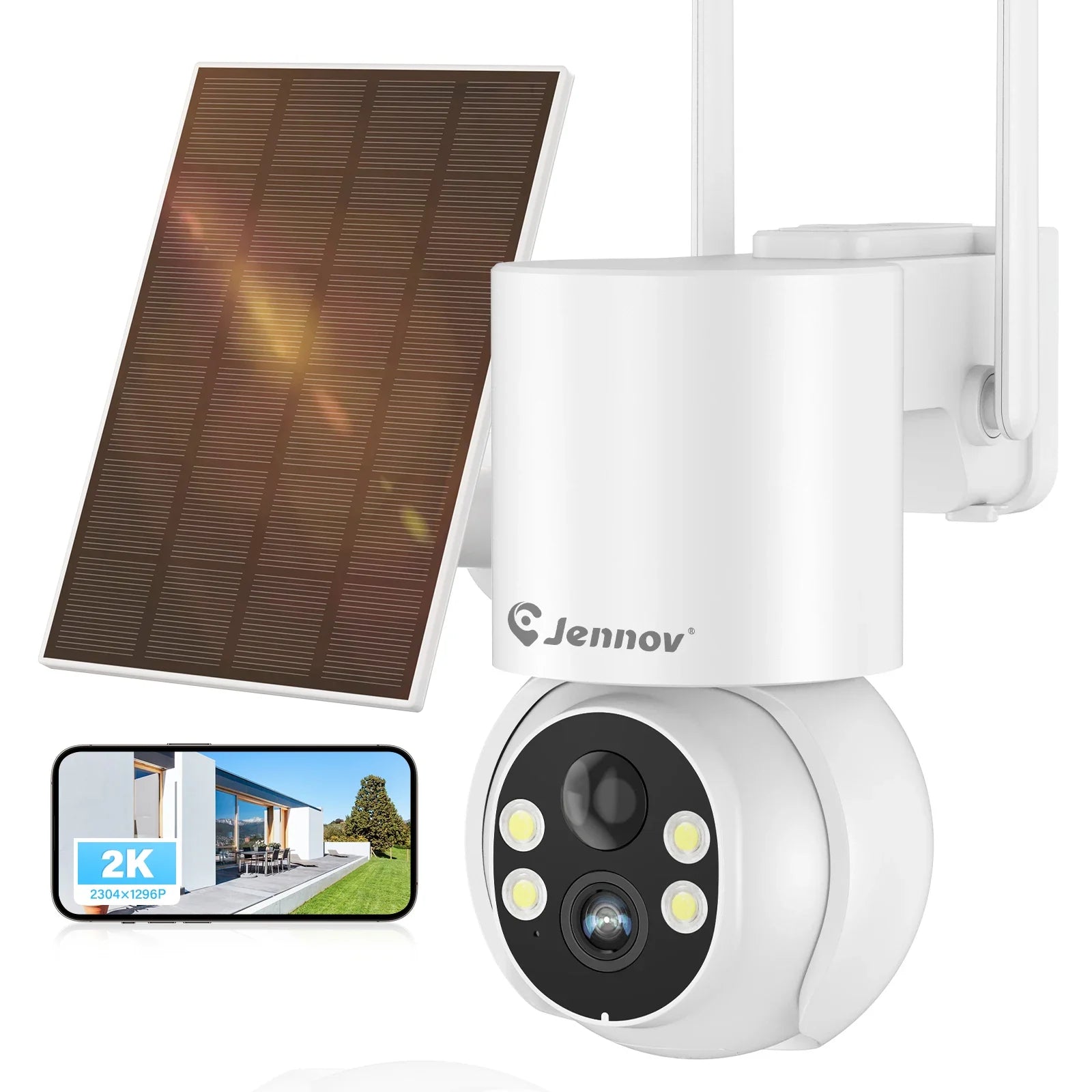 Jennov Solar Security Camera Outdoor Wireless, 2K 3MP 360° View Battery Powered WiFi CCTV Camera with Solar Panel IP66 Lootquake LLC