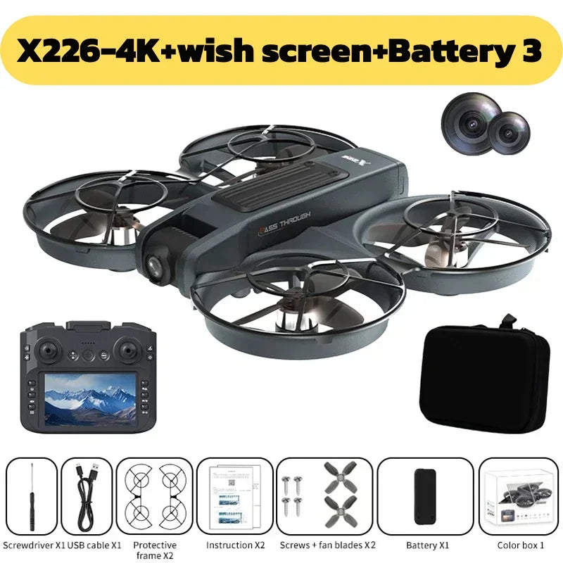 NEW for Genuine X226VR/X226 Mini Drones 8K Professional Remote Control Helicopter Plane RC Dron with Screen Quadcopter Toys Gift