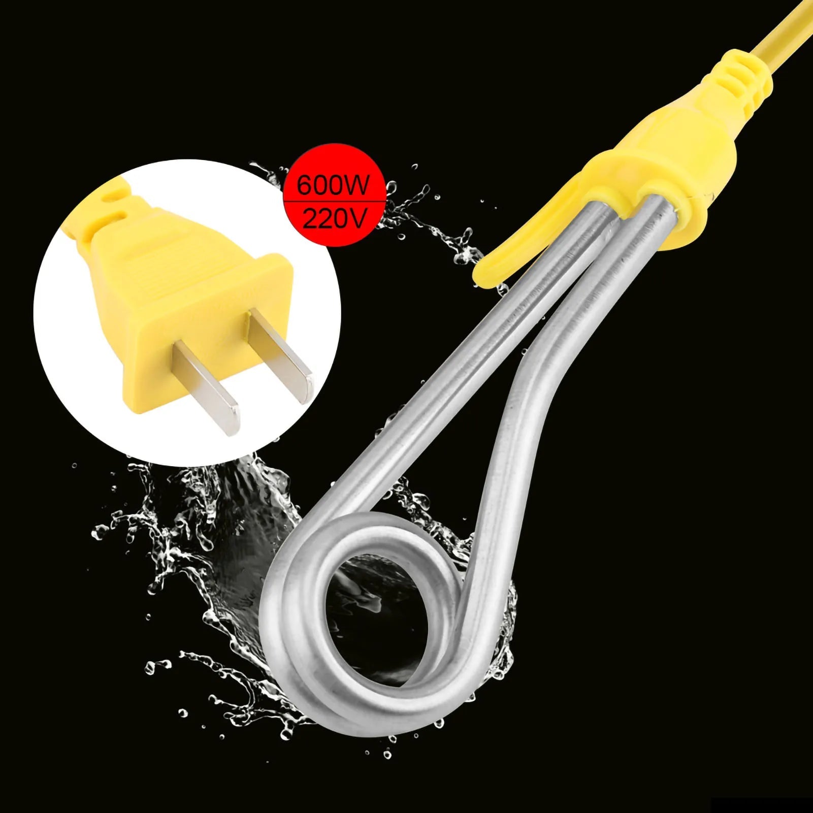 Electric Heater Mini Boiler Hot Water Coffee Immersion Travel Use 600W CN Plug 220V Water Immersion Heater Rod Lootquake LLC