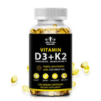 Vitamin D3 K2 Capsules Daily Supplement Natural Coconut Oil  Healthy Immune System Heart and Bones Vegetarian Supplements Lootquake LLC