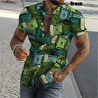 3D Print Dollar Pattern Shirts For Men Summer Short Sleeve Slim-Fit Button Up Casual Shirts Streetwear Mens Shirt Blouses Tops Lootquake LLC