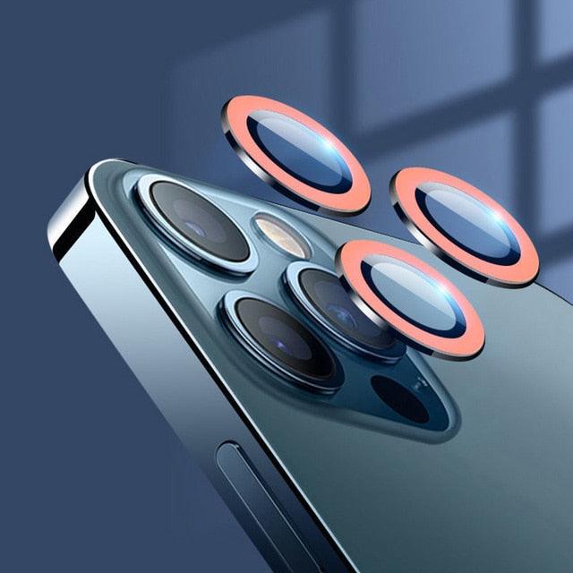 9H Tempered Glass Camera Cover Screen Protector Metal Individual Ring For iPhone Phone Glitter Camera Lens Protector Film For iPhone 14 13 12 11 Pro Max Luminous Lens Metal Glass Protective Cover Stevvex