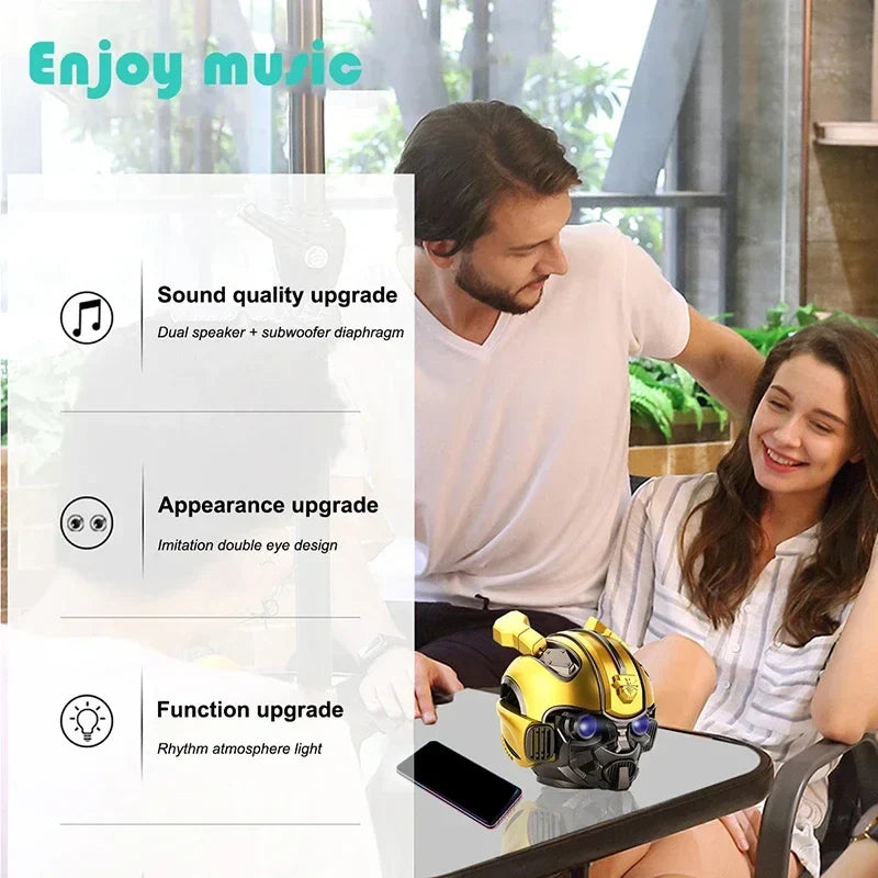Original Transformers Bluetooth Speakers Bumblebee Head Bluetooth Speakerdual Speakersled Light Heavy Basssuitable,Tf, Fm Radio Lootquake LLC