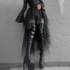 Casual Skirts Punk Sexy Net Yarn High-Waisted Irregular Skirt for Women Summer New European and American Gothic Style Versatile