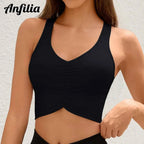 Anfilia Ruched Racerback Sports Bra Top