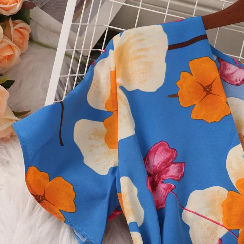 Women Dress Fashion Vintage Ins Bandage Slim Waist A-line Long Dress Vacation Beach Summer Outfits Lady Robe Femme Lootquake LLC