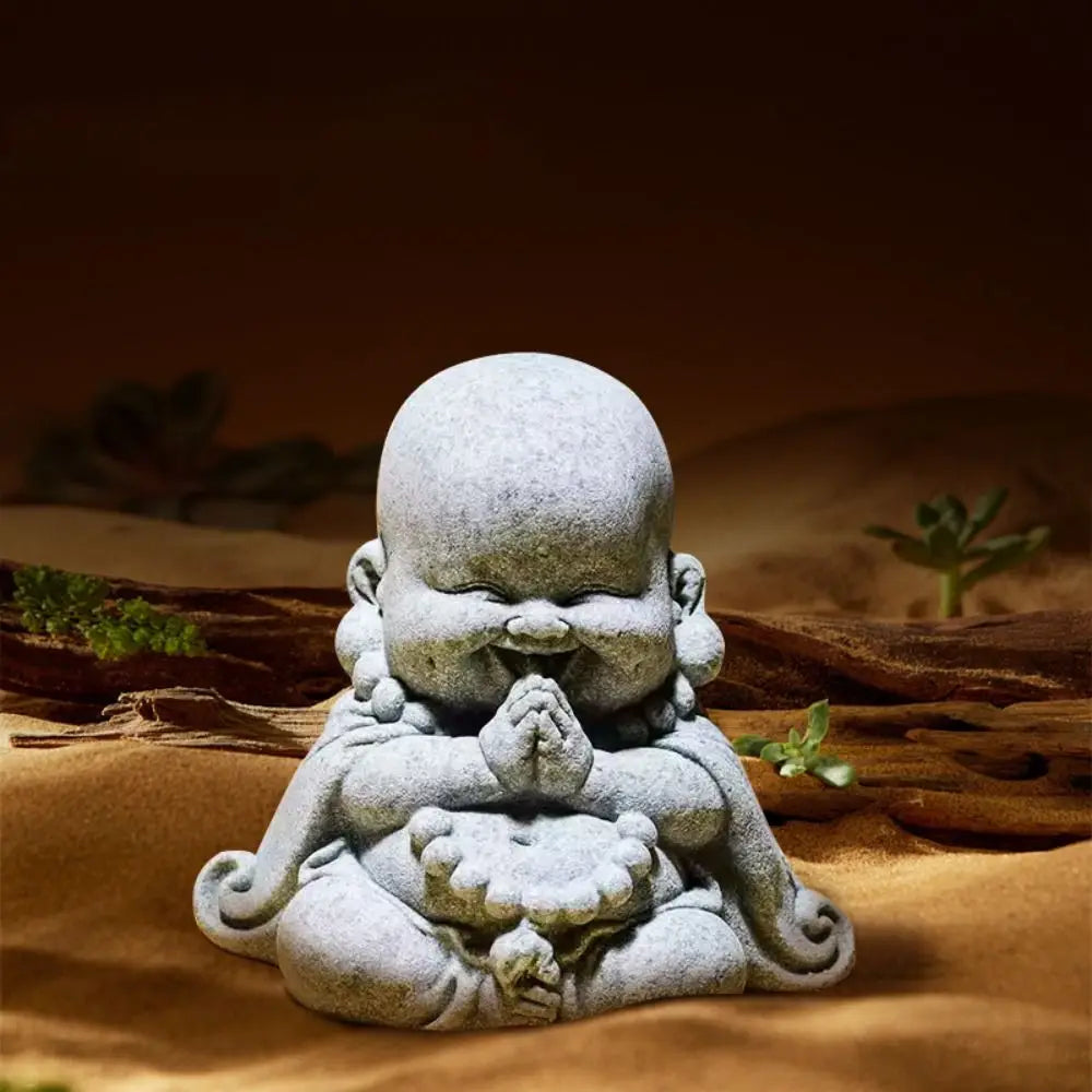 Chinese Style Fat Smiling Buddha Ornament Green Sandstone Cartoon Buddha Sculpture Buddha Statue Hand Carved Lootquake LLC