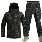 5XL Shark Skin Soft Shell Autumn and Winter Plush Thickened Mountaineering Tactics Training Breathable Windproof Charge Suit Lootquake LLC