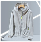 2023 Summer Men's Windbreaker Big Size Sun Protection Clothing Korean Style Ultra-thin Streetwear Zipper Hooded Jackets Man