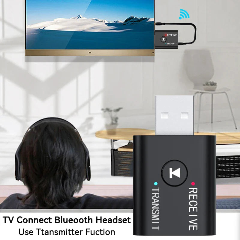 2 In 1 Bluetooth 5.0 Audio Receiver Transmitter 3.5mm AUX USB Stereo Music Wireless Adapter With Mic For Car Kit Speaker TV PC Lootquake LLC