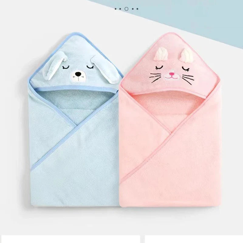 Toddler Bathrobe Infant Bath Towel Boy Girl Blankets Swaddle With Hood Cartoon Coral Fleece Towel Blanket Newborn Kids Bedding Lootquake LLC