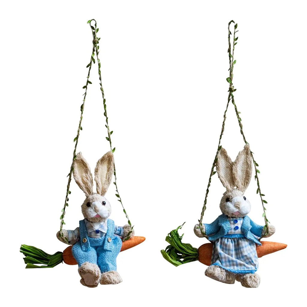 Easter Bunny Pendant Swing Rabbit Hanging Ornament for Dining Room Holiday Collections Display Home Decor Wedding Party Art Gift Lootquake LLC