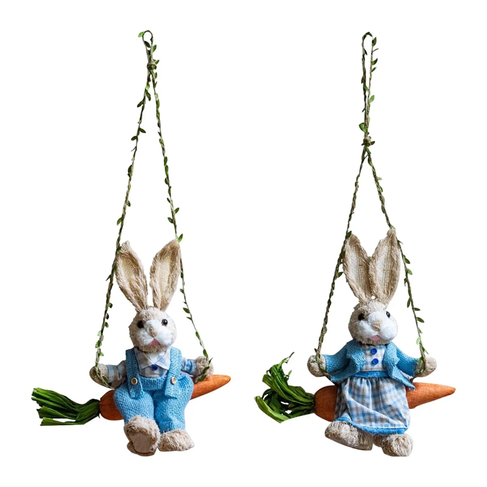 Easter Bunny Pendant Swing Rabbit Hanging Ornament for Dining Room Holiday Collections Display Home Decor Wedding Party Art Gift Lootquake LLC