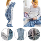 Blanket Adult Cute Shark Blanket Hoodie Wearable Blanket Super Soft Flannel Sleeping Bag Anti Kick Quilt Lootquake LLC