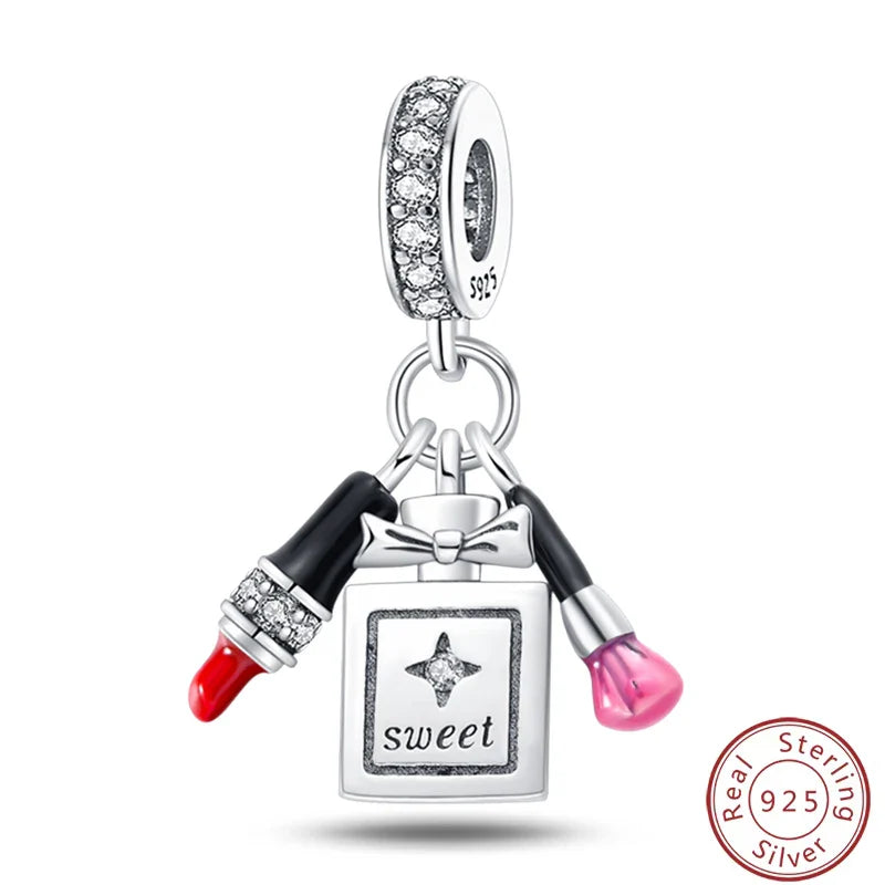 S925 Sterling Silver Princess Golf Hamster Camera Travel Three Piece Set Charms Beads 3mm DIY Fine Jewelry Making Lootquake LLC