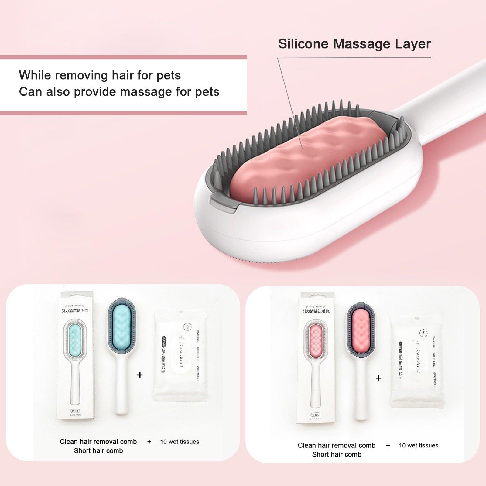 Cat Cleaning Comb Cat Hair Remover to Remove Floating Hair Sticky Fur Universal Pet Grooming Brush for Cat Dog Paired with Wipes Pet Cleaning Hair Removal Comb For Massaging And Removing Loose Hair Stevvex