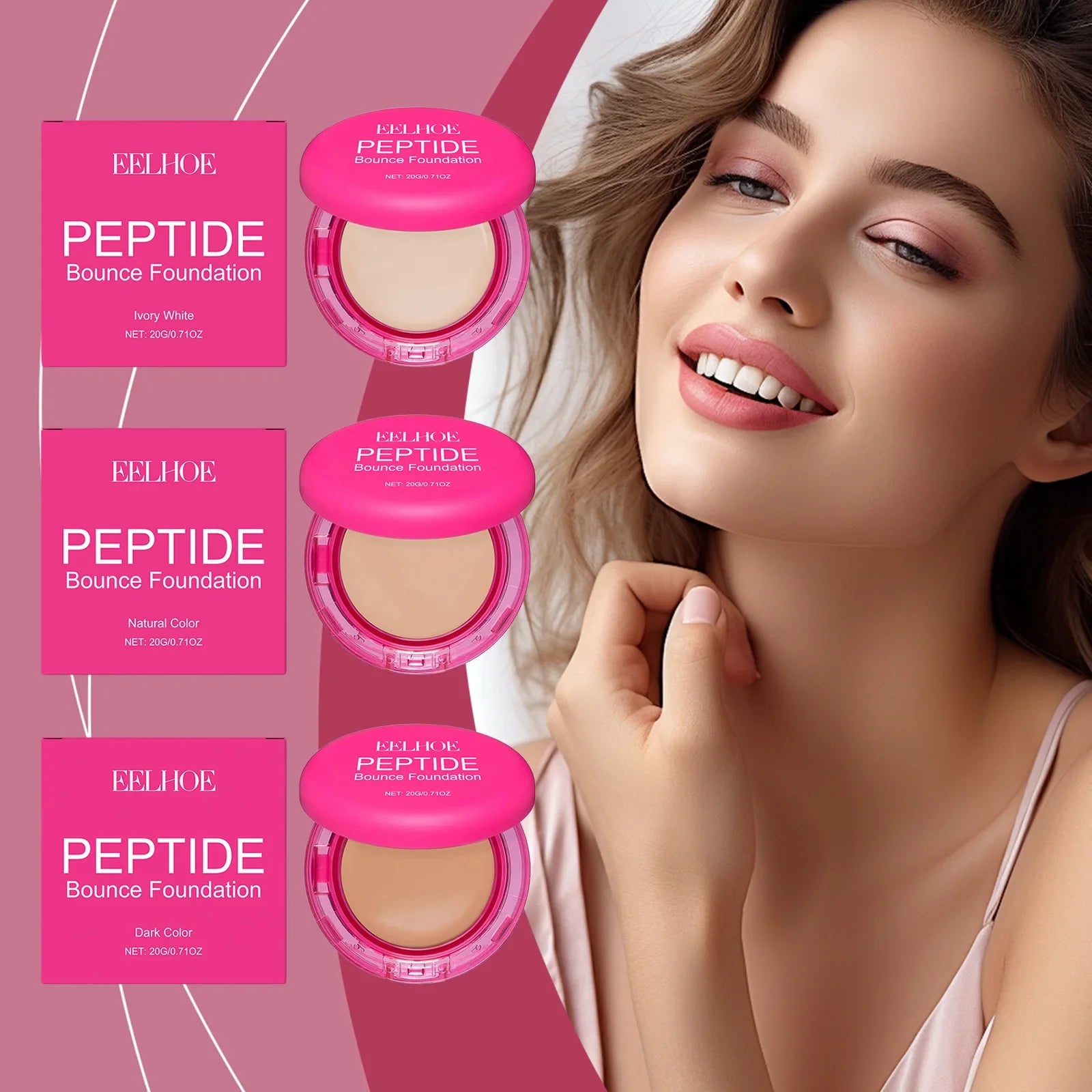 EELHOE Flawless Foundation Cream Waterproof Glow Skin Oil Control Full Coverage Makeup Cosmetics Brightening Face Foundation 20g